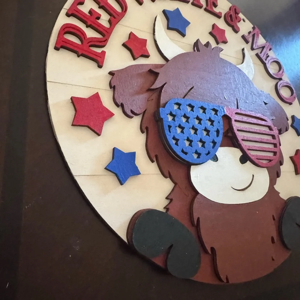 Hand Crafted Red White & Blue Wall Decor - Picture 3 of 10